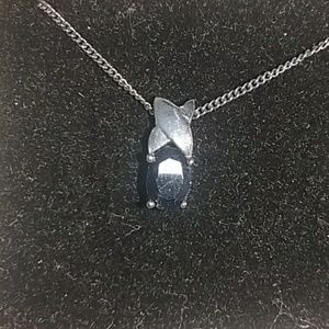 AVON STERLING SILVER AND BLACK SAPPHIRE NECKLACE